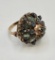 Vintage Thai Princess Dome 14kt Gold Marked Ring - W/ Green & Blue (sapphir