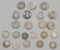 7 Washington Quarters - 1936, 2 1941, 1945, 1951, 1952, 1959;     11 Roosev