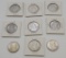 9 Franklin Half Dollars - 1948, 1950, 2 157, 1958, 1960, 1961, 1962, 1963 -