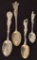 4 Sterling Souvenir Spoons - Largest Is 5½