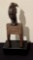 Baule Wood Carved Heddle Pulley Of Woman's Head - W/ Fiber Hair & Square Sh