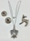 Vintage Sterling - Necklace W/ Crest Pendant, Deer Pin & Pair Southwest Ear