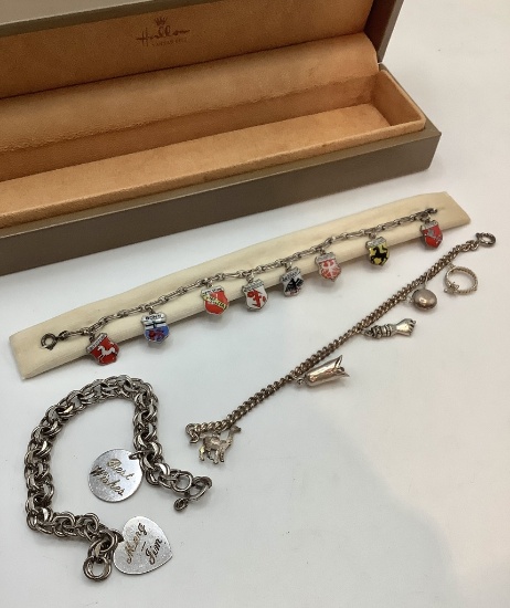 3 Vintage Charm Bracelets - Sterling Etc.
