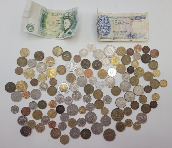 Large Estate Lot - Foreign Coin & Paper Currency