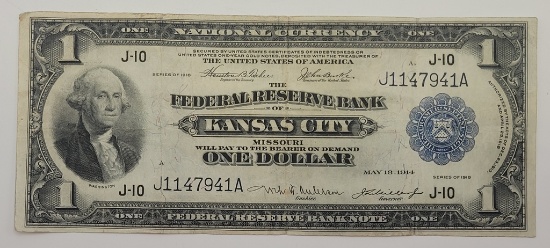 1918 Series Federal Reserve Bank Of Kansas City One Dollar Note