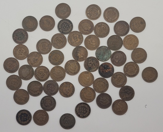 50 Indian Head Pennies - 1880-1908 - Please Call For Condition & Additional