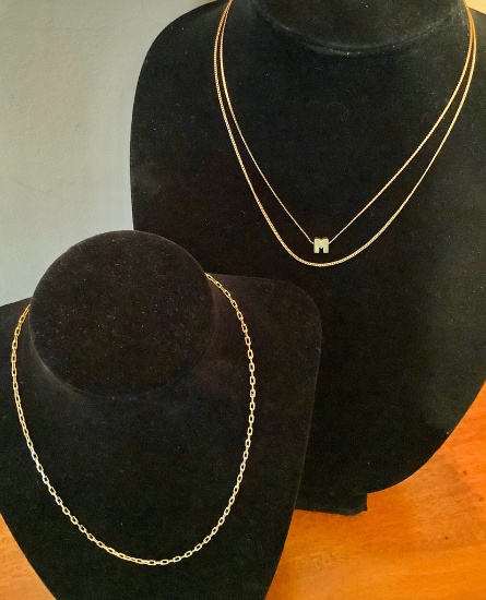 3 Necklace Chains - Includes: 585 Italy Marked 16" Rectangular Box Chain To