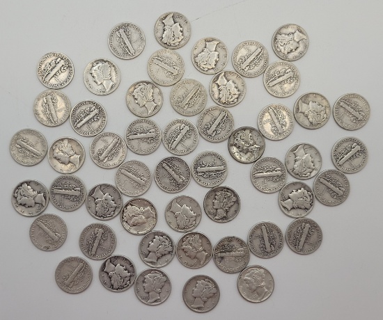 50 Mercury Dimes - Please Call For Condition & Additional Photos