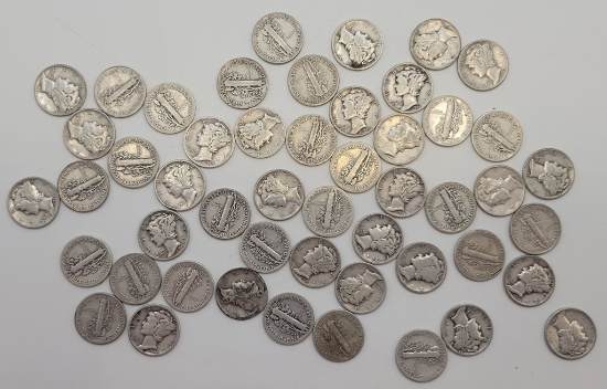 50 Mercury Dimes - Please Call For Condition & Additional Photos