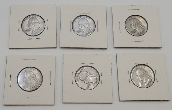 6 Washington Quarters - 1951, 1954, 1957, 1959, 2 1962 - Please Call For Co