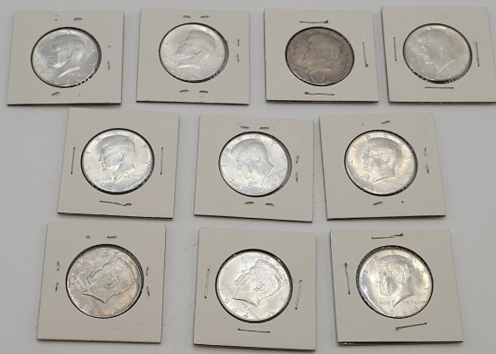 10 1964 Kennedy Half Dollars - Please Call For Condition & Additional Photo