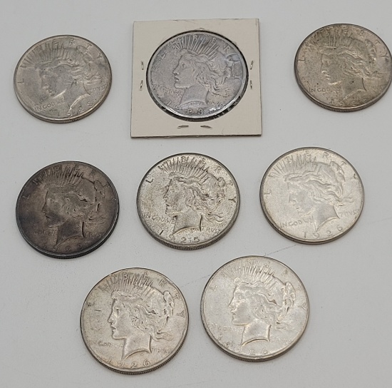 8 Peace Silver Dollars - 2 1923D, 1923S, 1925S,4 1926S - Please Call For Co