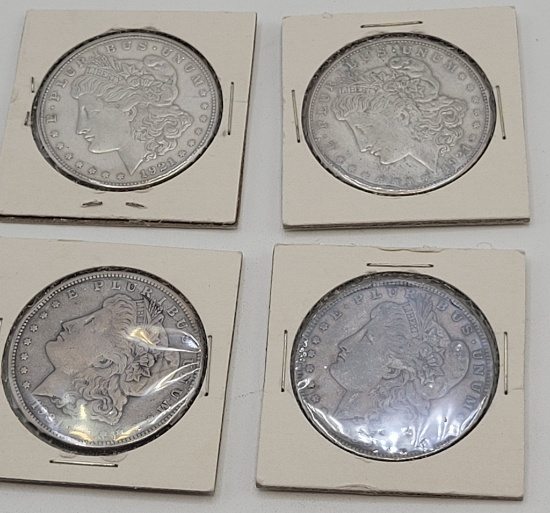 4 Morgan Silver Dollars - 1900, 2 1921S, 1921O - Please Call For Condition