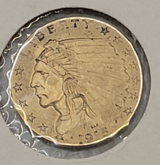 1915 Indian Quarter Eagle $2½ Gold Coin - Please Call For Condition & Addit