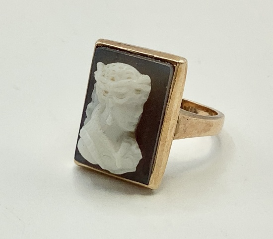 Vintage Cameo Ring - 14kt Tested (unmarked), Size 6, Total Weight 6.8 G, No