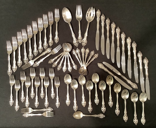 63 Pieces Gorham Sterling Flatware - La Scala, Includes: 12 9" Dinner Knive