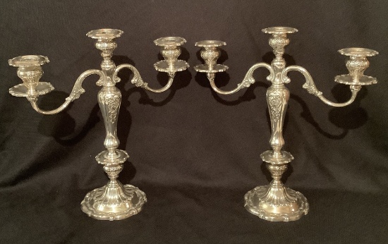 Pair Gorham Sterling Candelabras - 14"x15", Weighted, 115.14 Ozt
