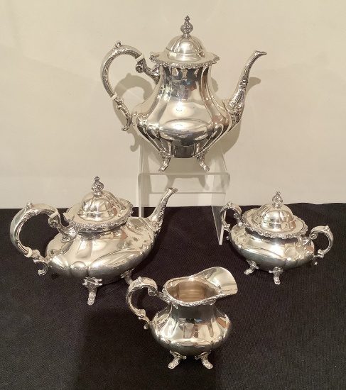 4-piece Reed & Barton Sterling Coffee & Tea Set - Georgian Rose, Includes:
