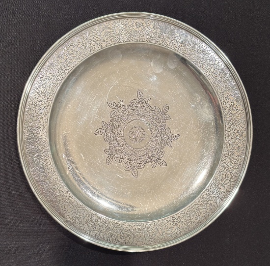 Tiffany & Co. 1920s Footed Round Tray - Monogrammed, 12", 25.15 Ozt