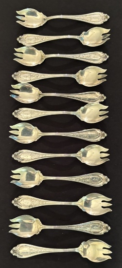 12 Reed & Barton Sterling Monogrammed Ice Cream Spoons - 5", 7.21 Ozt