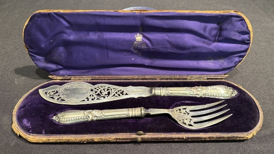 English Sterling Fish Set - Martin & Hall Company 1816 Sheffield, In Origin