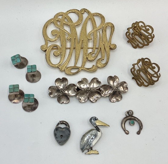 Estate Lot - Misc. Starling Includes: Turquoise, Enameled Etc.