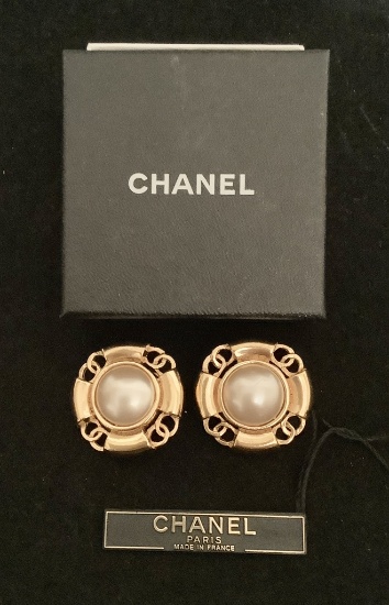 Pair Vintage Chanel Earrings - W/ Box