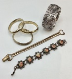 Vintage Whiting & Davis Hinged Bracelet;     5 Vintage Bracelets