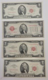 4 $2 Red Seal Notes - 1928D, 1953, 2 1963A