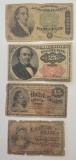 4 U.S. Fractional Currency - 1963 10¢ Note, 1862 15¢ Note, 1874 25¢ Note, 1