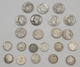 7 Washington Quarters - 1936, 2 1941, 1945, 1951, 1952, 1959;     11 Roosev