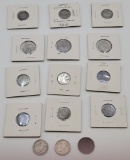 5 Jefferson Nickels;     1865 2¢ Coin;     3 Barber Dimes - 1897, 1899, 191
