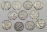 11 Franklin Half Dollars - 4 1953, 6 1960, 1963 - Please Call For Condition