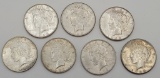 7 Peace Silver Dollars - 1922D, 1922 No Mint Mark, 31923S, 1923D, 1923 No M