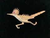 14kt Marked Roadrunner Pin/Brooch W/ Gemstone Eye - 2