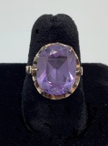 Vintage 14kt Marked Purple Sapphire Ring - Size 6, Total Weight 4.9 G