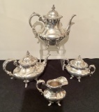 4-piece Reed & Barton Sterling Coffee & Tea Set - Georgian Rose, Includes:
