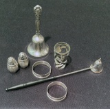 Estate Lot - Includes: Gorham Sterling-Handled Bell, 2 Sterling Napkin Ring