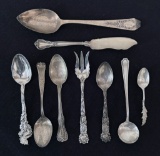 Estate Lot - 9 Sterling Pieces, Includes: 7 Spoons,1 Pickle Fork, 1 Butter