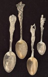 4 Sterling Souvenir Spoons - Largest Is 5½
