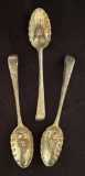 3 English Sterling Silver Georgian Repousse Berry Spoons - 7