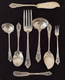 8 Pieces Wallace Sterling Rosepoint Flatware - Largest Is 8