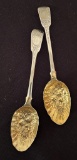 Pair John Bridge Sterling Berry Spoons - London, Circa 1825, 9