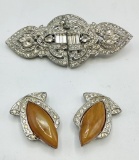 Vintage Duet Brooch;     Deco Buckle Set