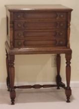 Antique Walnut Spool Cabinet - No Dividers In Drawers, 22"x17"x34" - LOCAL