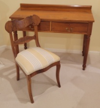 Desk - Antique Cherry W/ 2 Drawers - 42"x19"x23"; Chair 17"x19"x32" - L