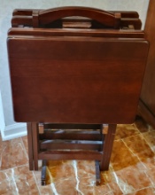 Set Of Nice Wooden TV Trays & Stand