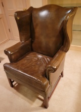 Leather Wing Chair - LOCAL PICKUP OR BUYER RESPONSIBLE FOR SHIPPING ARRANGE