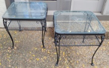 2 Mid-Century Woodard Iron Tables W/ Glass Tops - 24½"x24½"x24½" - LOCAL PI