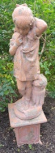 Painted Concrete Statue - Girl On Pedestal, 60" Tall - LOCAL PICKUP OR BUYE